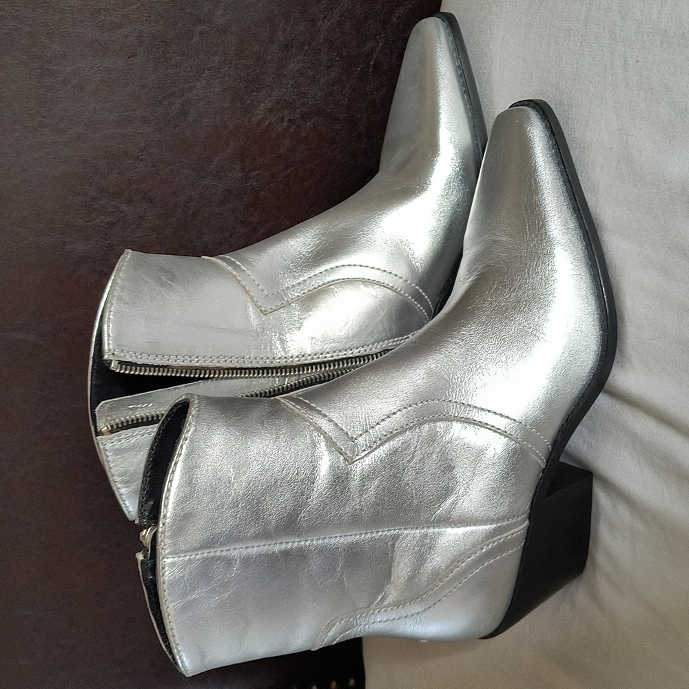 metallic leather boots